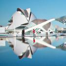 Photo of a museum in Valencia, Spain. The museum is white with large dome-like structure