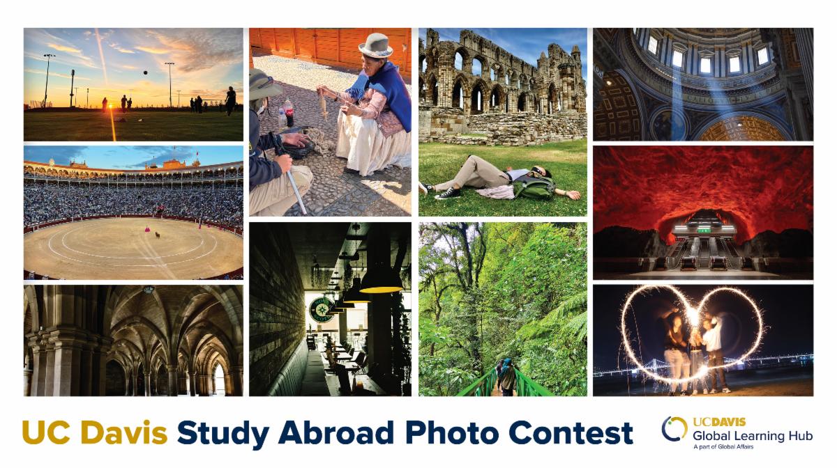 Graphic with text: UC Davis Study Abroad Photo Contest