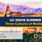 Graphic with text "UC Davis Summer Abroad Three Cultures of Medieval Spain"